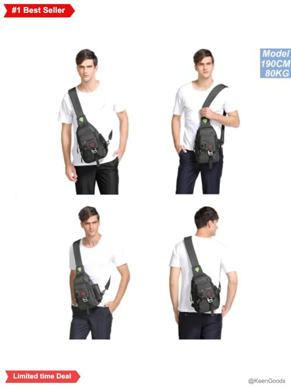 NICGID Sling Bag Chest Shoulder Backpack Water-Resistant Nylon Crossbody